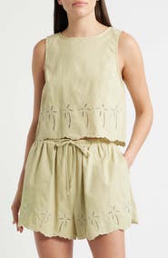 A.REN Lia Tie Back Sleeveless Linen & Cotton Top
