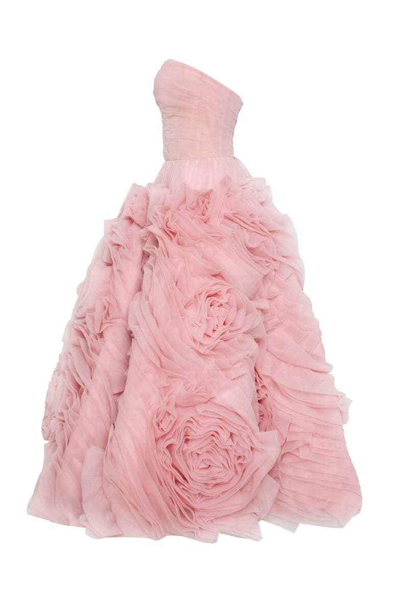 Milla Dramatically Flowered Tulle Dress, Alternate, color, Misty Rose
