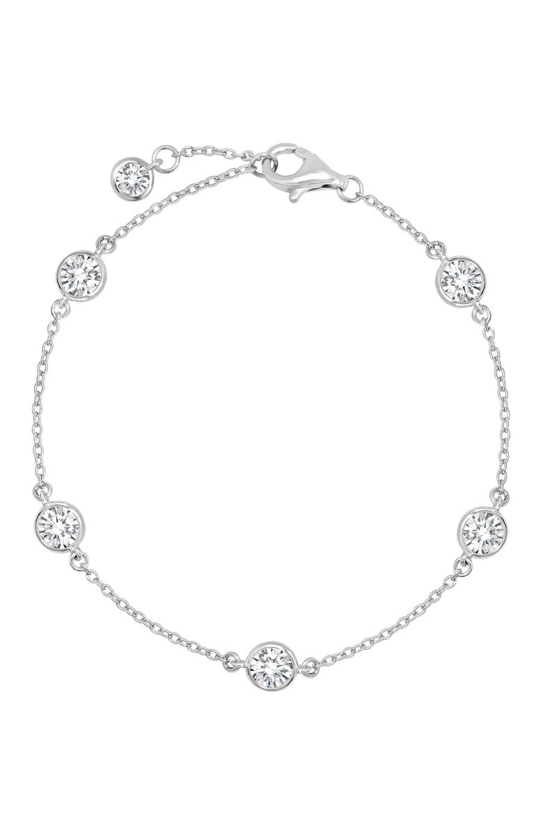 Crislu Cubic Zirconia Bezel Station Bracelet, Main, color, Pure Platinum/ Clear Stone