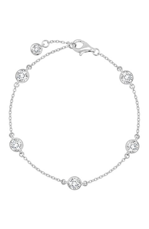 Cubic Zirconia Bezel Station Bracelet