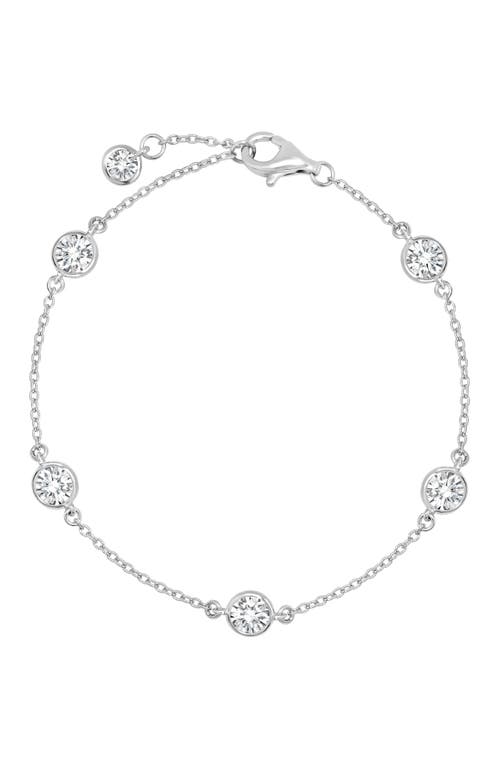 Crislu Cubic Zirconia Bezel Station Bracelet in Pure Platinum/Clear Stone 