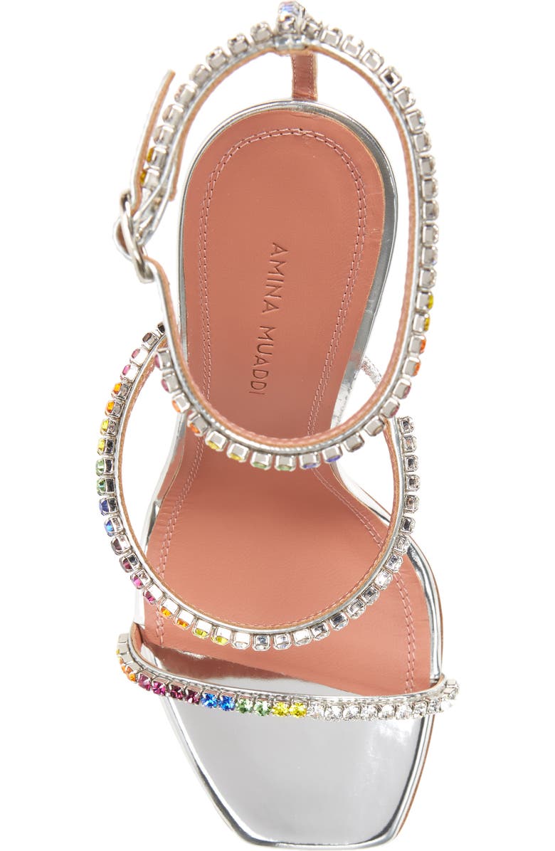 Amina Muaddi Gilda Sunset Rainbow Ankle Strap Sandal, Alternate, color,