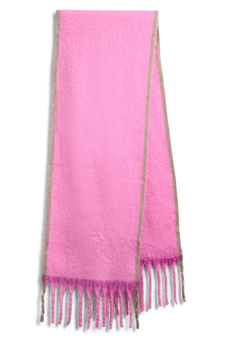 Brushed Fringe Scarf, Alternate, color, PINK COMBO