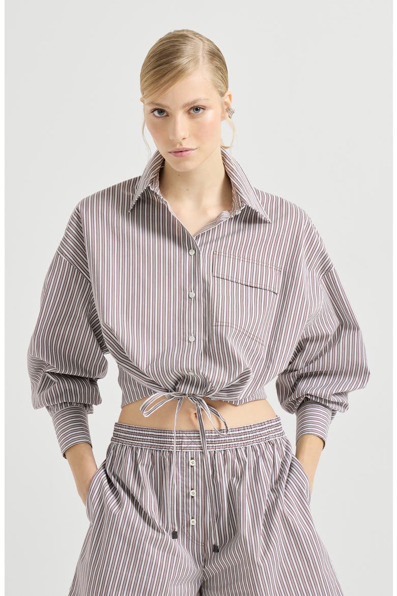 Striped poplin shirt, Alternate, color, Bordeaux