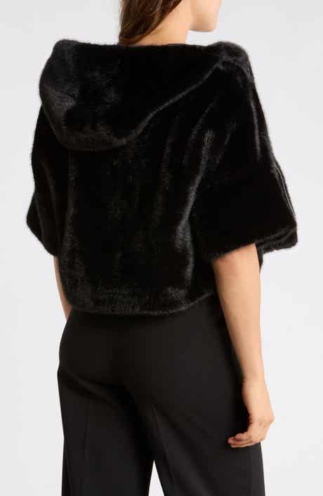 Faux Fur Hooded Cropped Jacket