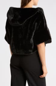NATASHA Faux Fur Hooded Cropped Jacket