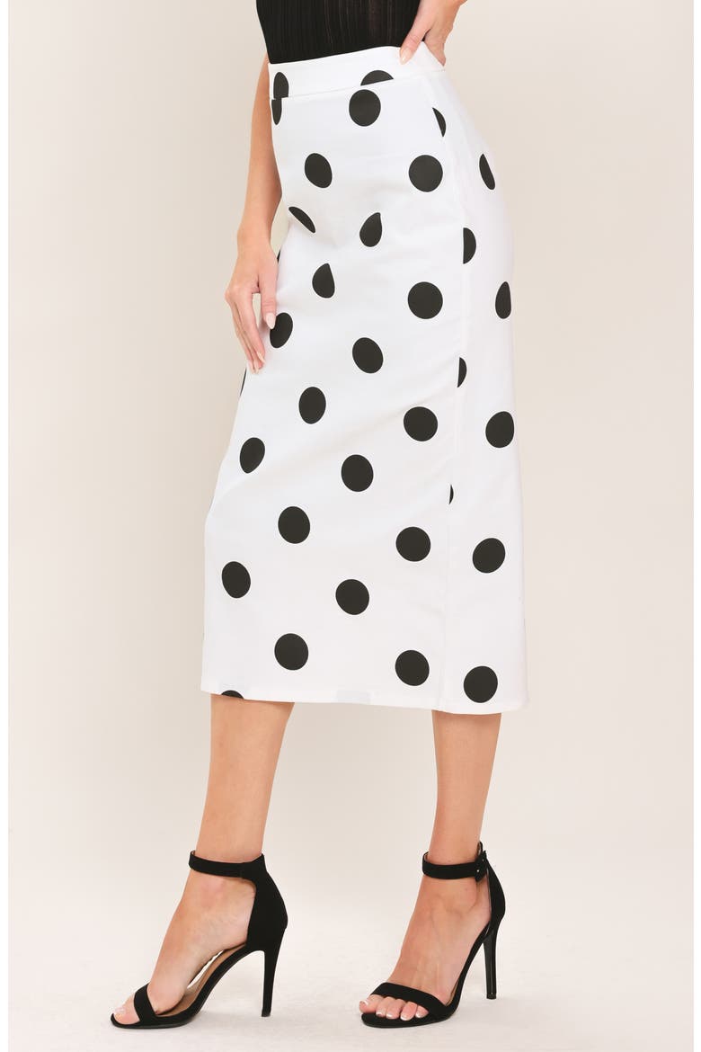 Polka Dot Pencil Skirt, Alternate, color, IVORY BLACK