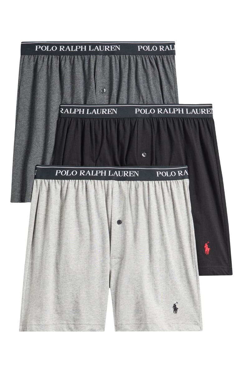 Polo Ralph Lauren Assorted 3-Pack Knit Boxers, Main, color, Assorted Grey