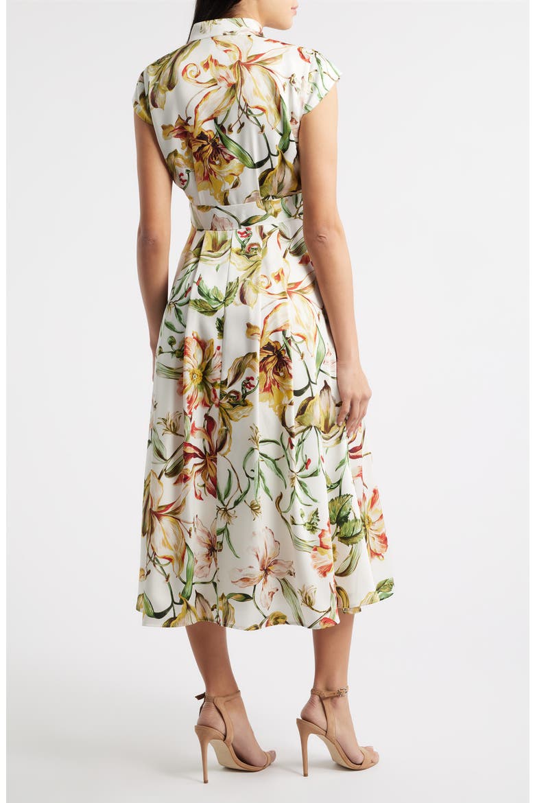 Floral Cap Sleeve Shirtdress, Alternate, color, IVORY MULTI