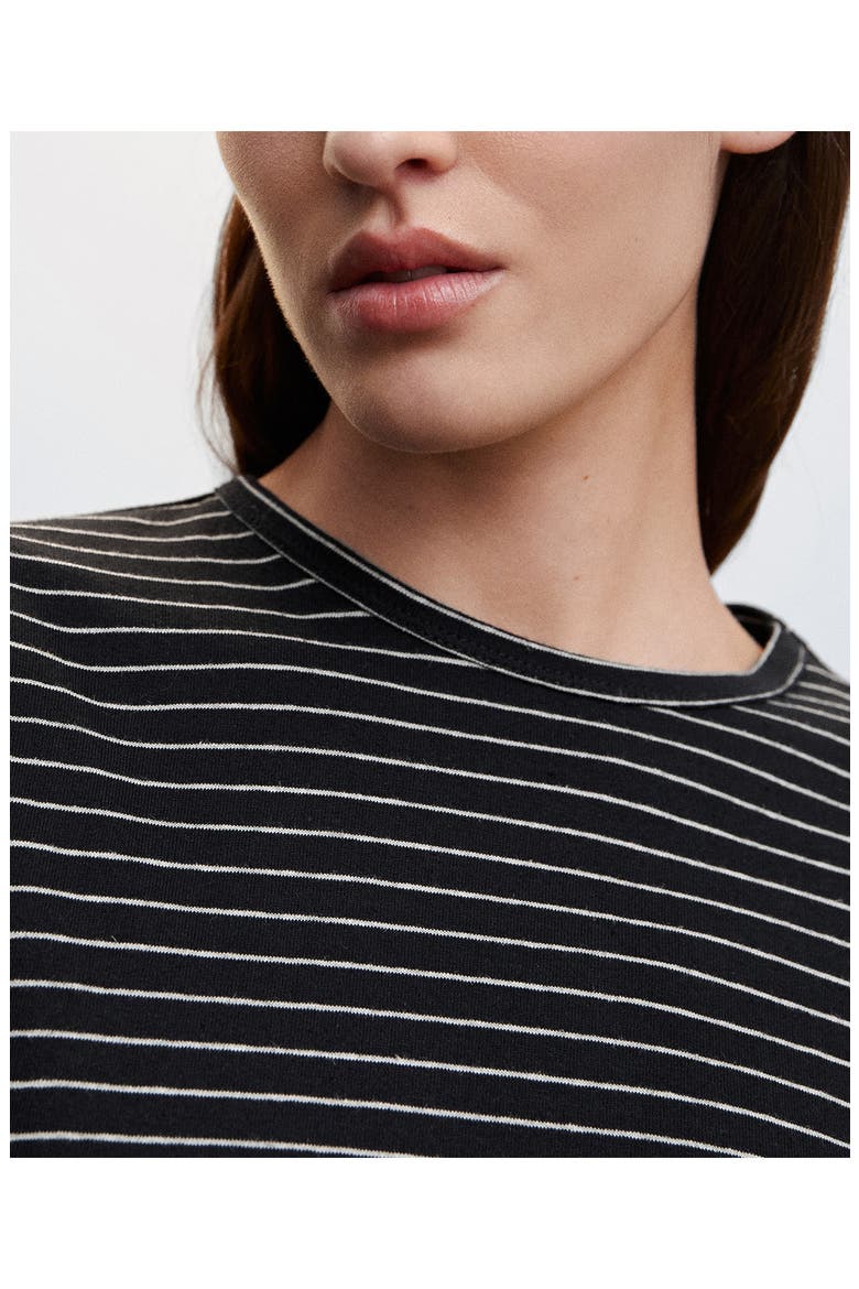 Stripe Long Sleeve Cotton & Linen T-Shirt, Alternate, color, BLACK
