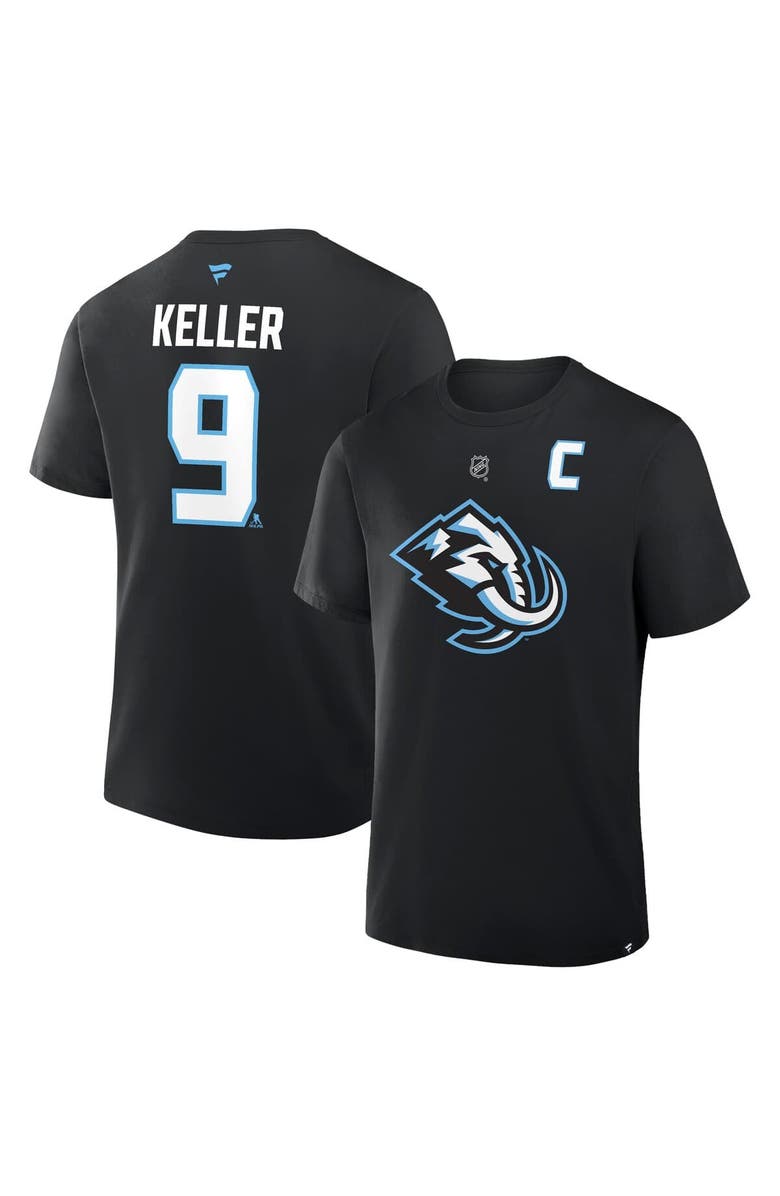 FANATICS Men's Fanatics Clayton Keller Black Utah Mammoth Authentic Stack Name & Number T-Shirt, Main, color, Black