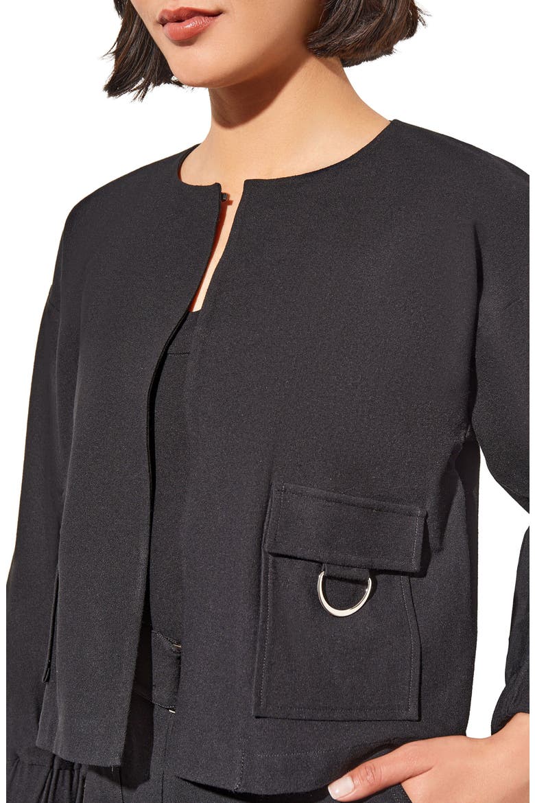 Relaxed Fit Crepe Jacket, Alternate, color, BLACK