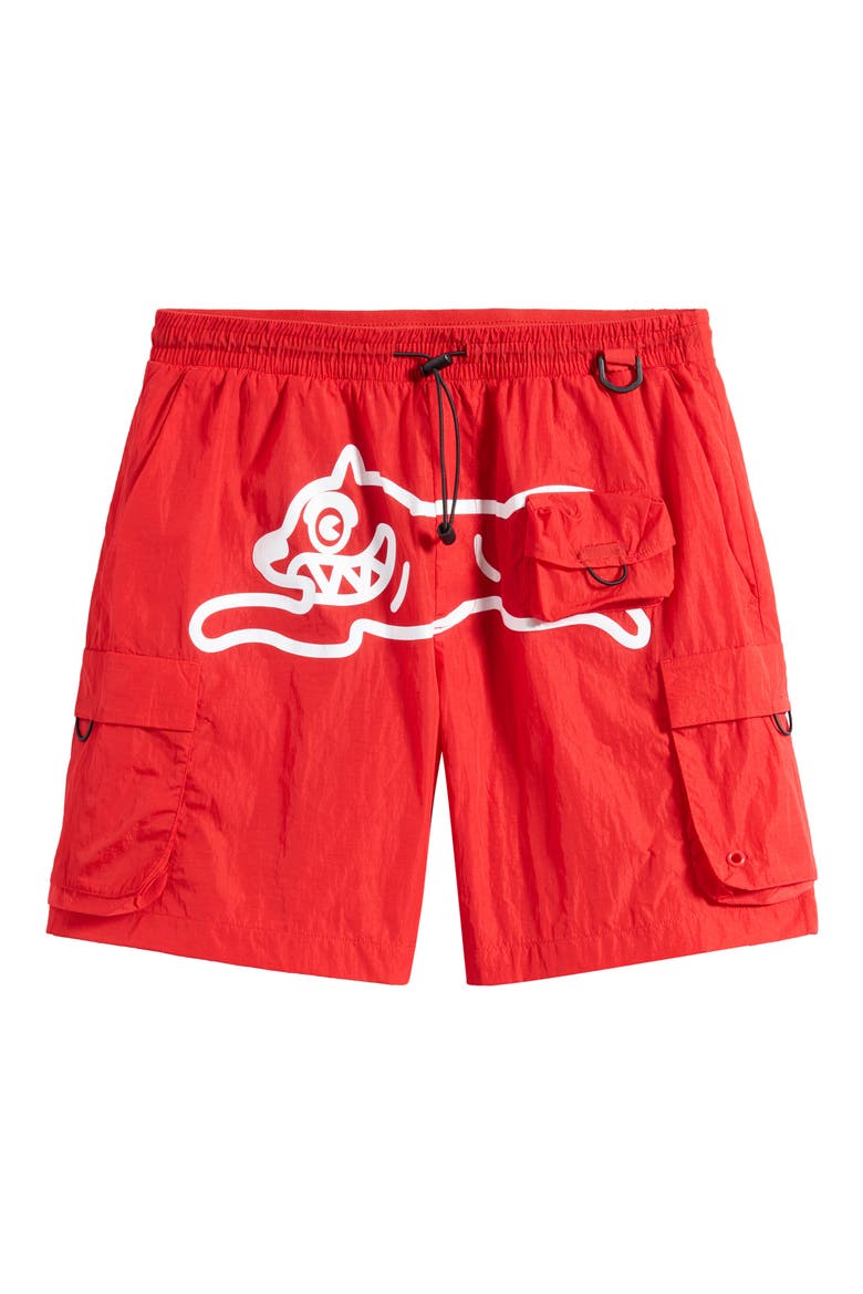 Running Dog Graphic Cargo Hiker Shorts, Alternate, color, FIERY RED