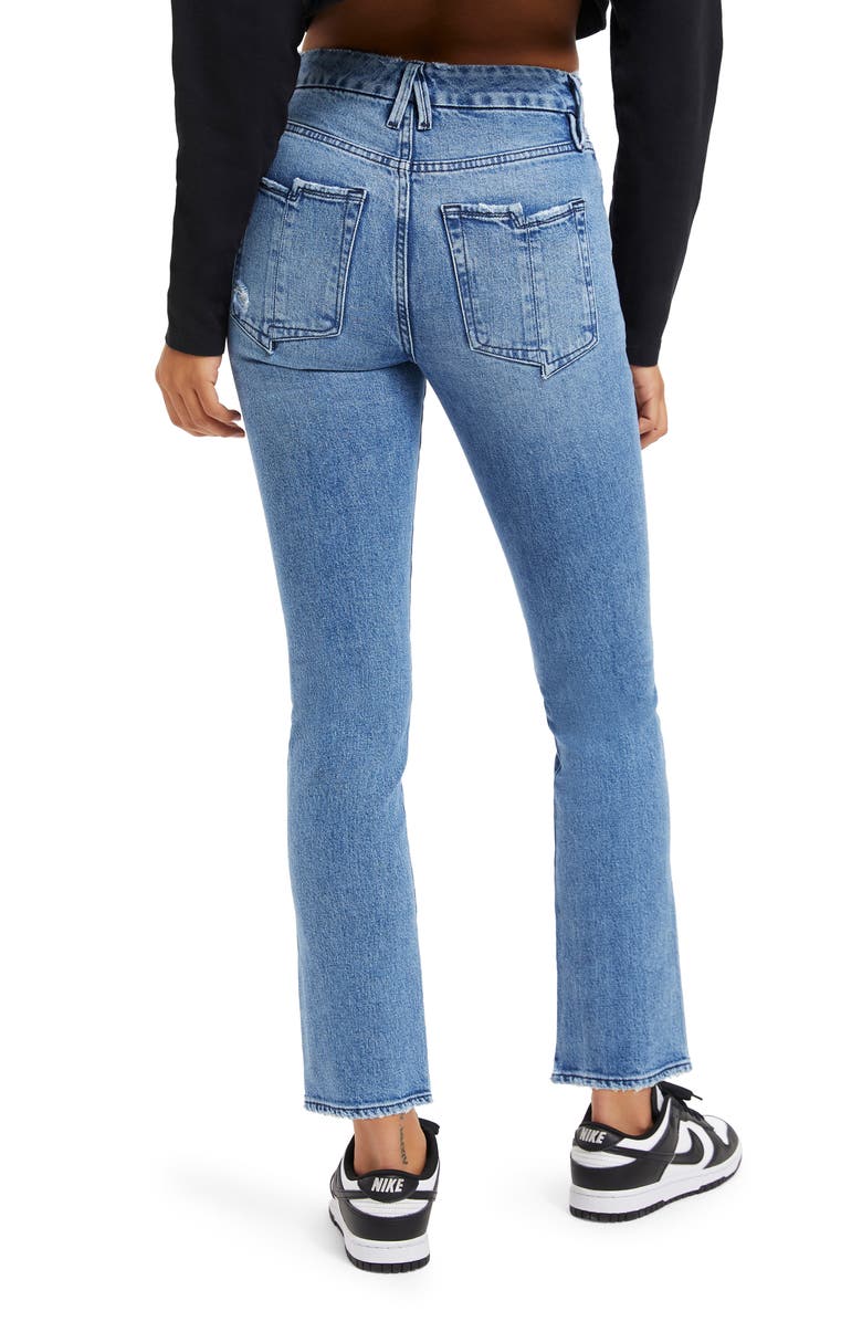Good American Good Straight High Waist Ankle Straight Leg Organic Cotton Jeans, Alternate, color,