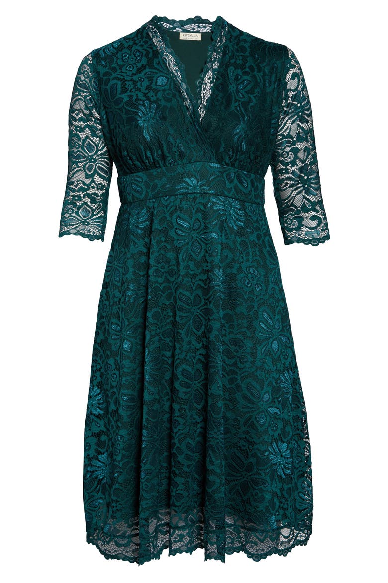 Mademoiselle Lace A-Line Dress, Alternate, color, EMERALD GREEN