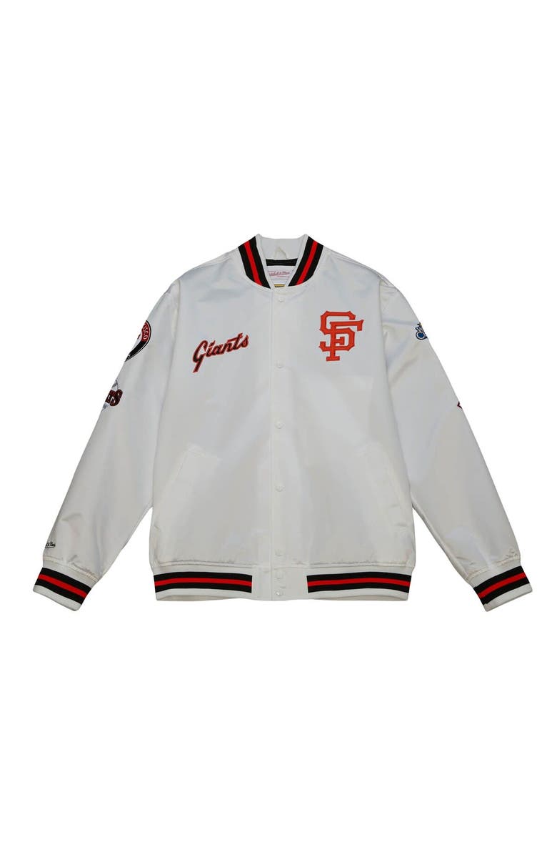Mitchell & Ness Men's Mitchell & Ness White San Francisco Giants City Collection Satin Full-Snap Varsity Jacket, Alternate, color, 