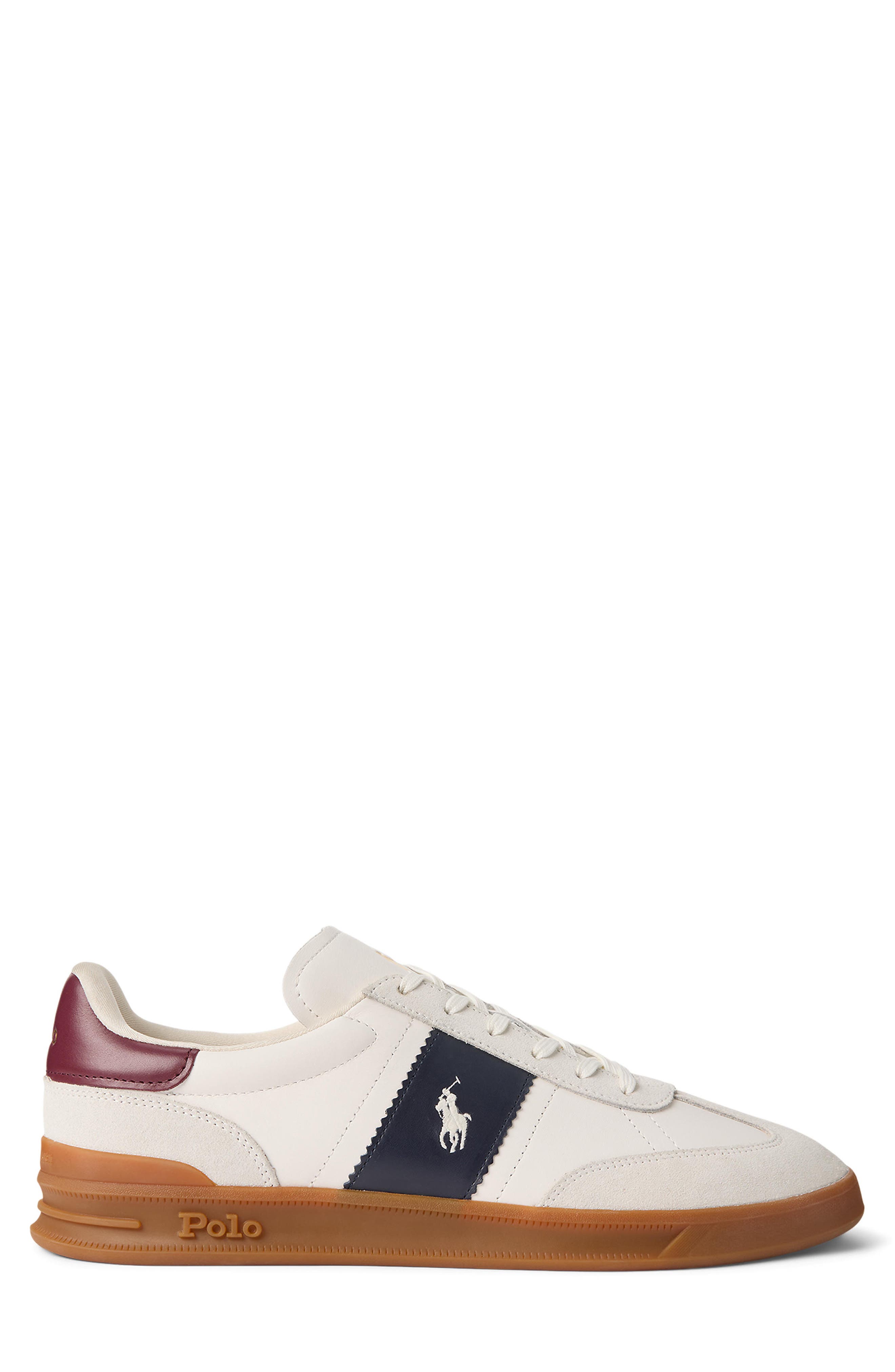 Polo Ralph Lauren Heritage Aera Sneaker, Alternate, color, Bianco/ Navy/ Wine