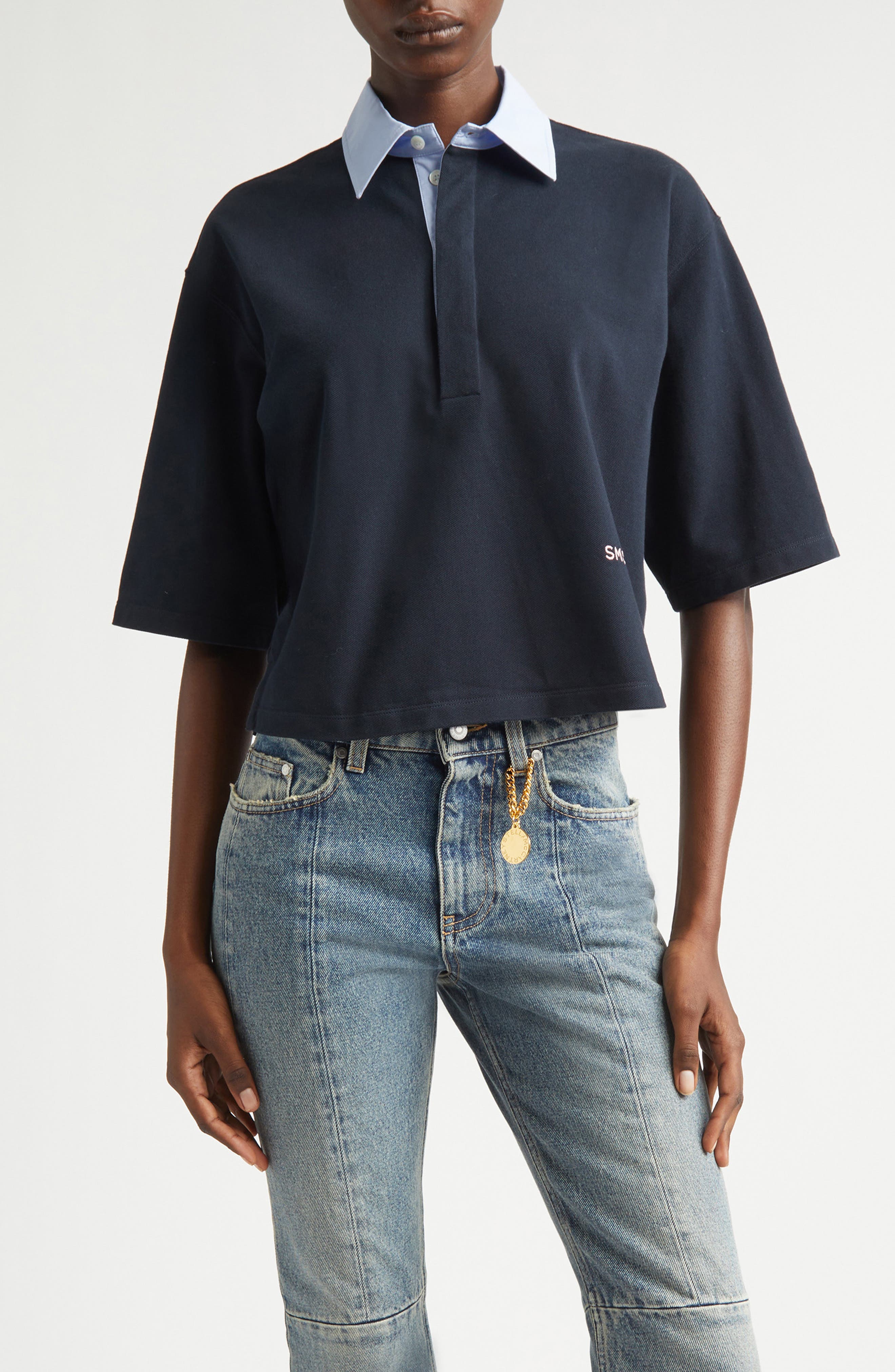 Crop Pique Polo Shirt