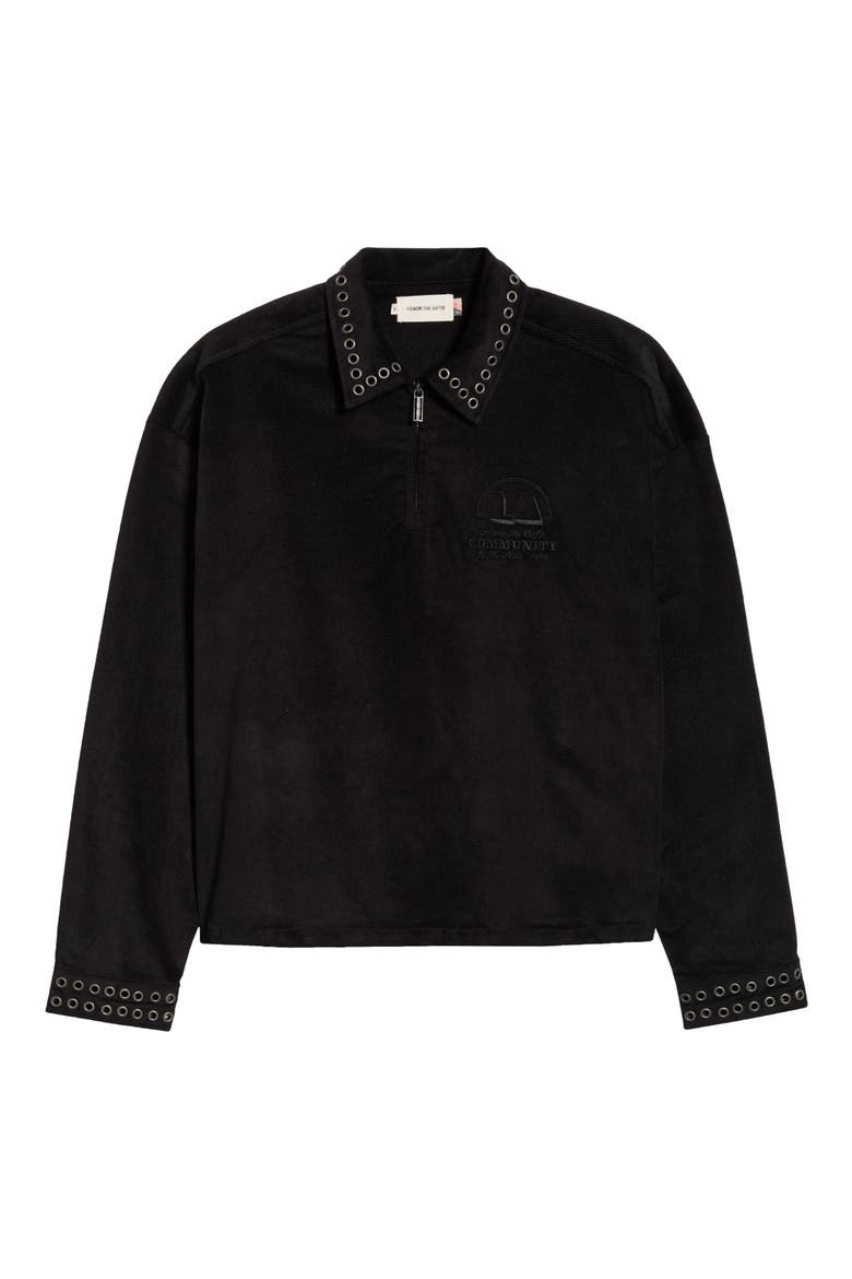 Brushed Corduroy Quarter Zip Pullover, Alternate, color, BLACK