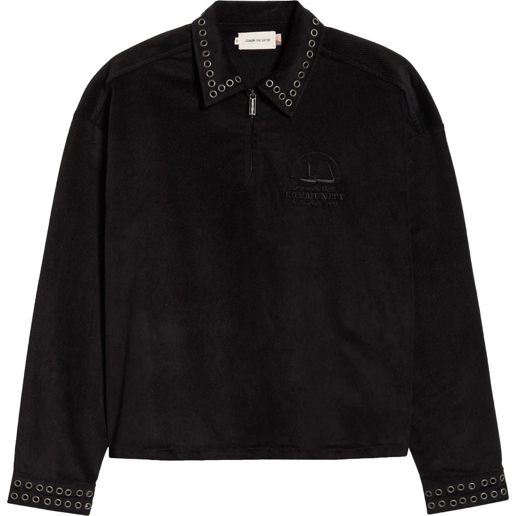 Honor The Gift Brushed Corduroy Quarter Zip Pullover In Black