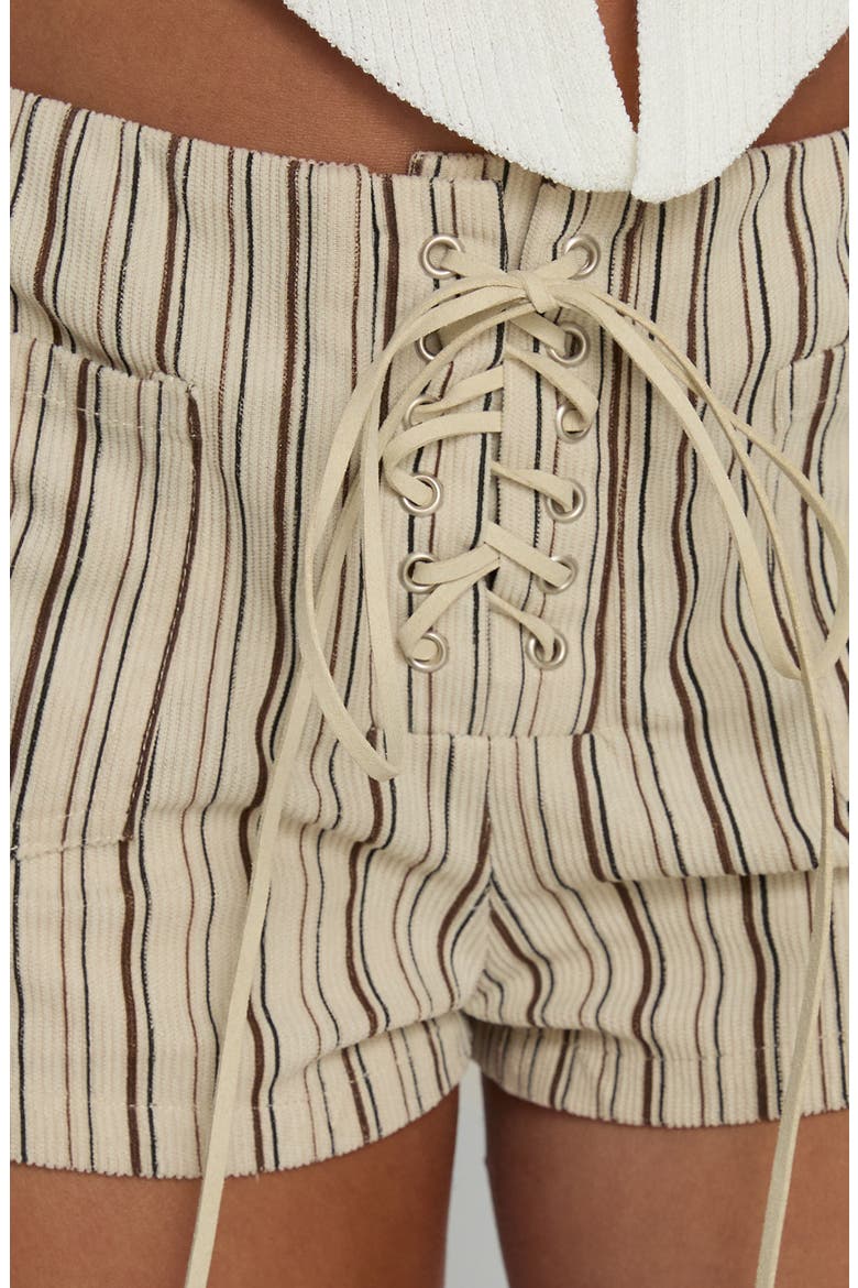 Ronnee Lace Up Striped Shorts, Alternate, color, CREAM STRIPE