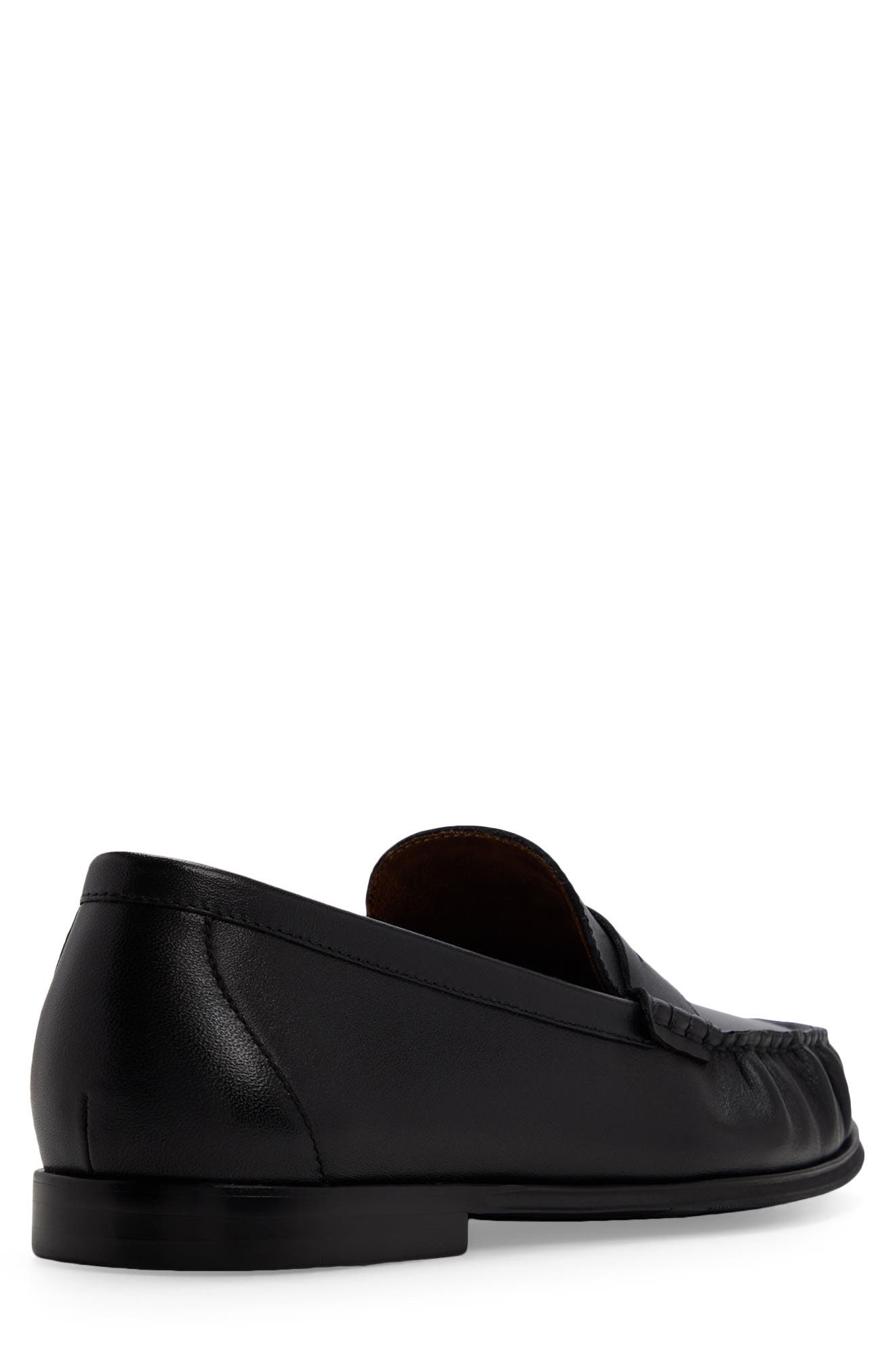 Mikah Leather Penny Loafer, Alternate, color, BLACK/ BLACK