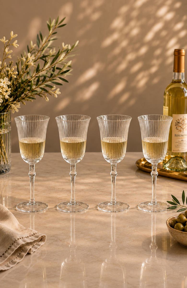 Zodax Julien Clear Optic Set of 4 Wine Glasses, Alternate, color, Clear