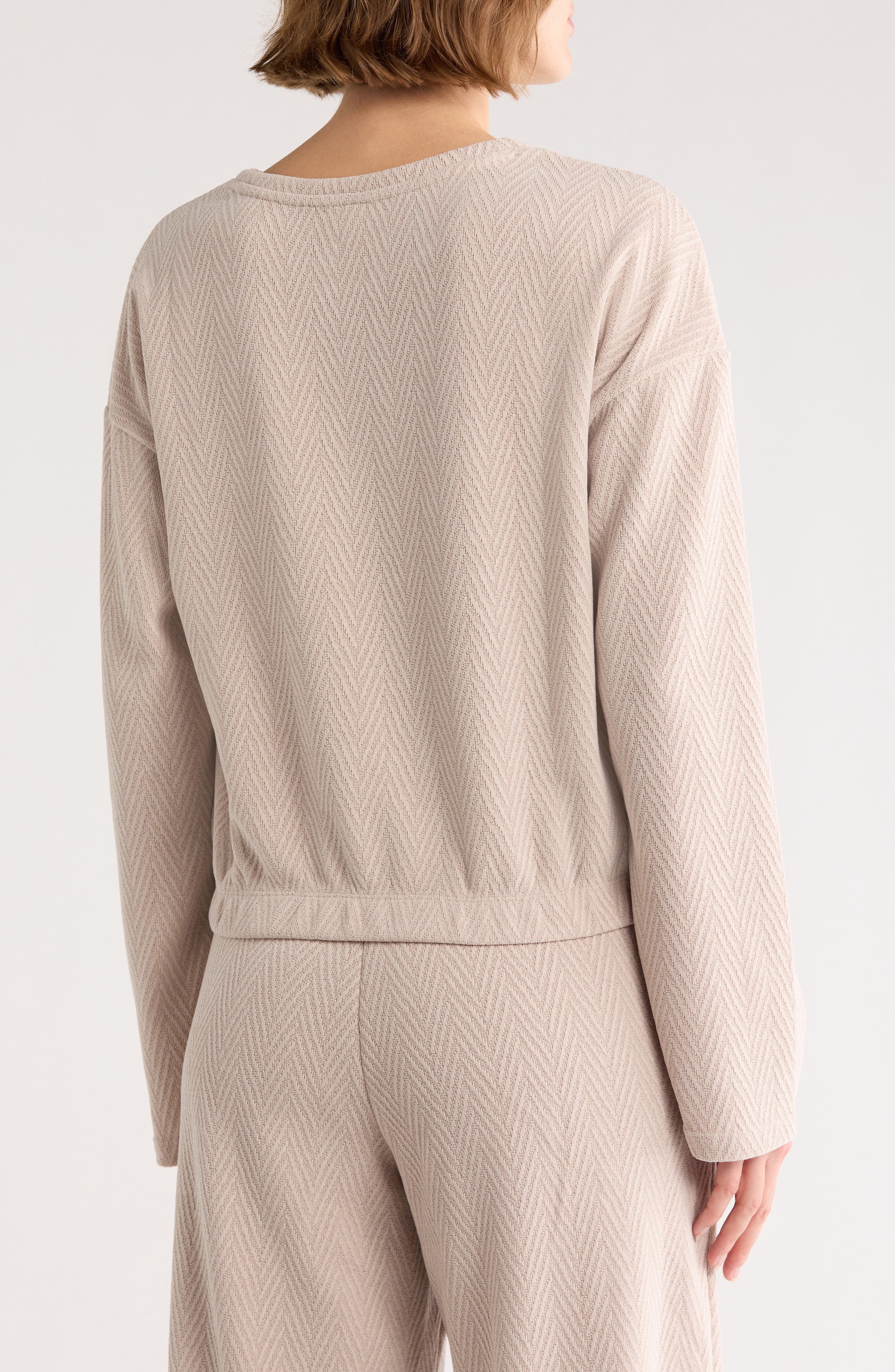Herringbone Crop Pullover Sweatshirt - image 2