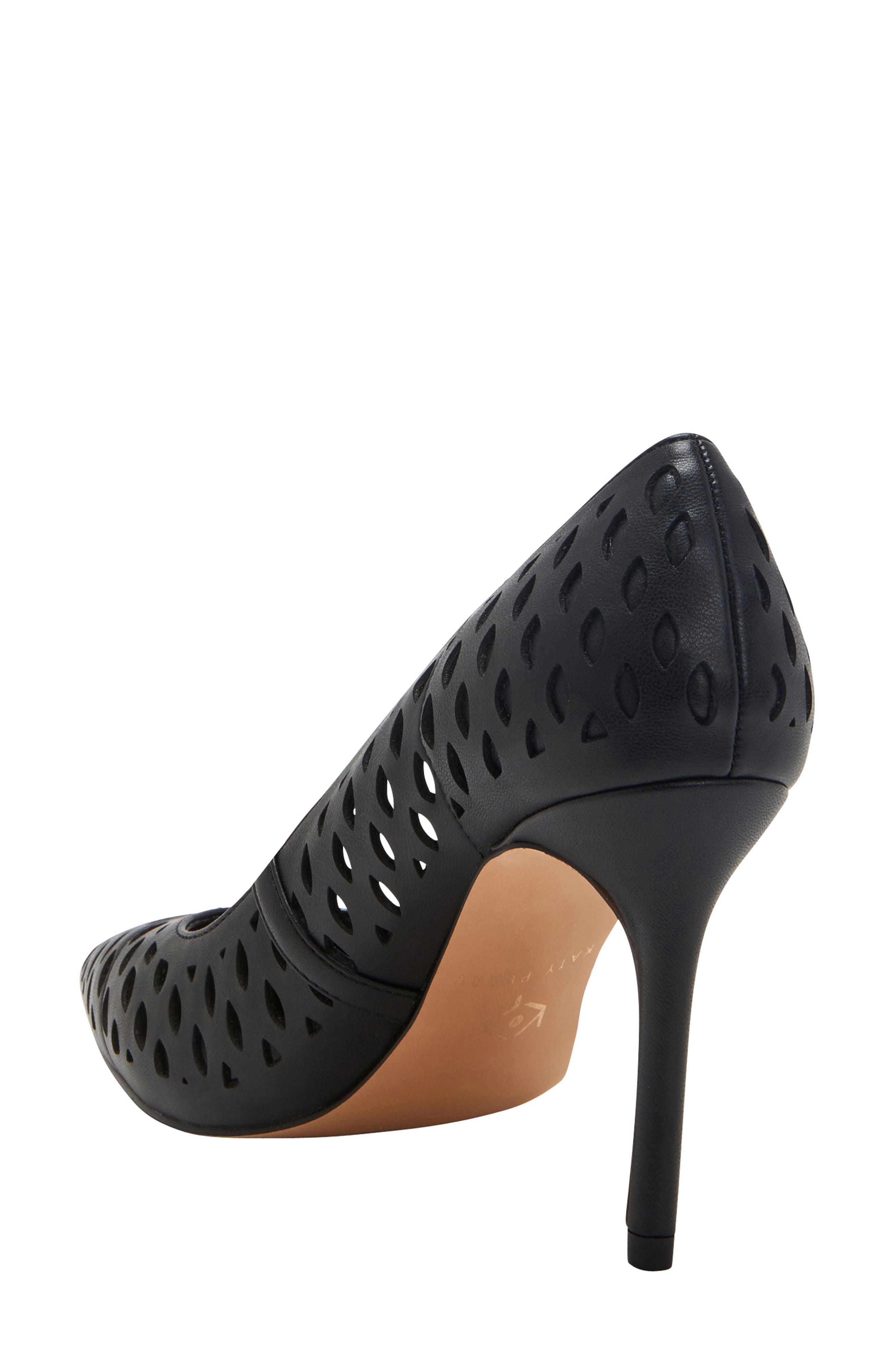 The Revival Fishnet Pointed Cap Toe Pump, Alternate, color, BLACK