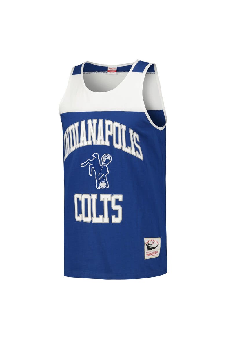 Men's Mitchell & Ness Royal/White Indianapolis Colts  Heritage Colorblock Tank Top, Alternate, color, Royal
