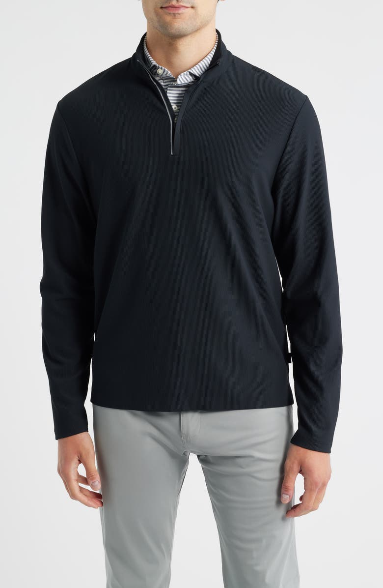 johnnie-O Hoppin Rib Quarter Zip, Main, color, Black