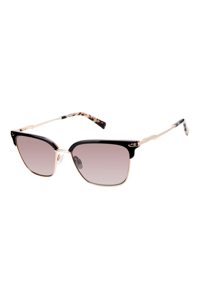 55mm Half Rim Square Sunglasses, Alternate, color, BLACK