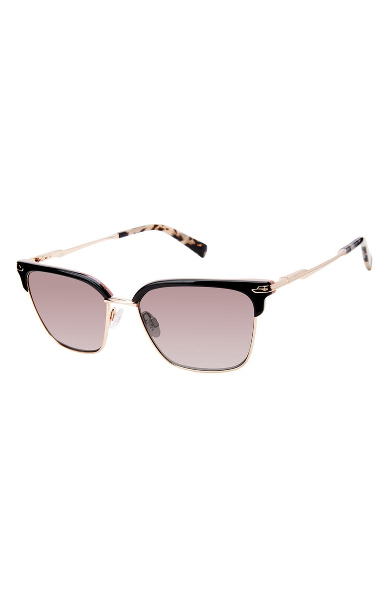 Ted Baker 55mm Half Rim Square Sunglasses, Alternate, color, Black