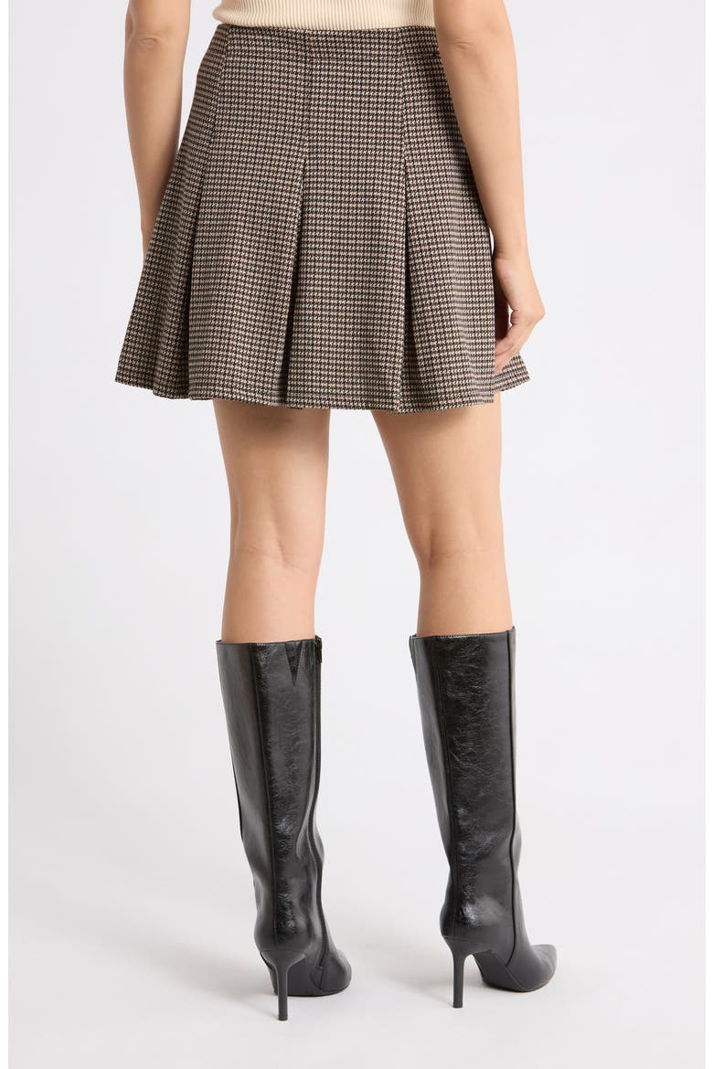 Plaid Pleated Knit Skirt, Alternate, color, BLK/ MULTI HOUNDSTOOTH STRIPE