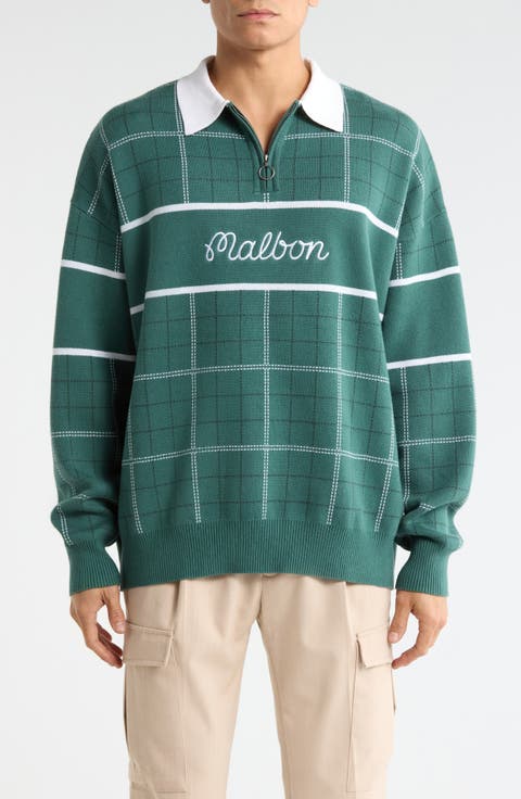Bennett Plaid Cotton Zip Polo Sweater