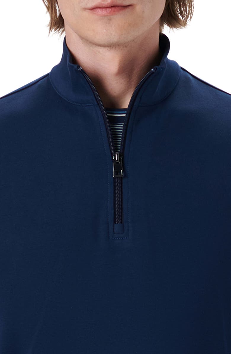 Bugatchi Cotton Quarter Zip Pullover, Alternate, color, Navy