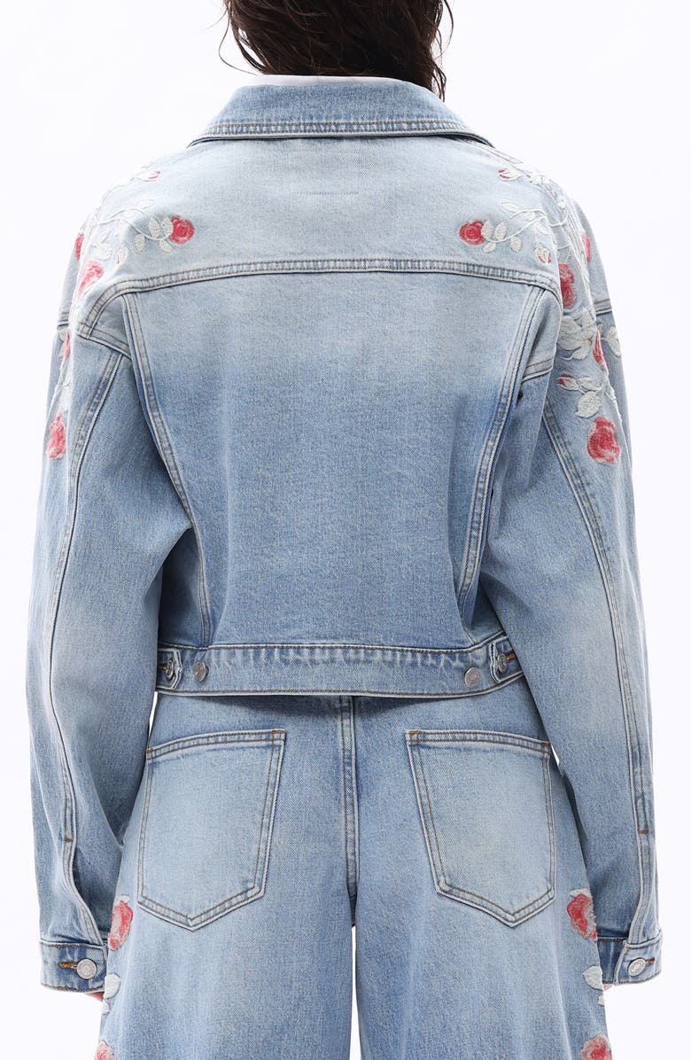 Bayeas Crop Denim Jacket, Alternate, color, Light Blue