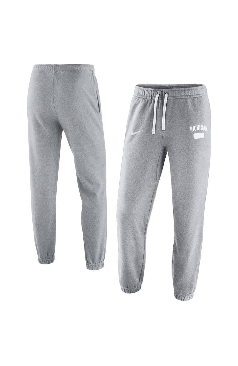 Nike Men's Nike Heathered Gray Michigan Wolverines Saturday Fleece Pants, Main, color,