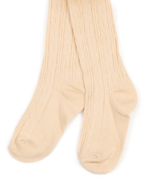 Leveret Girls Cable Knit Tights, Cotton Blend In Neutral