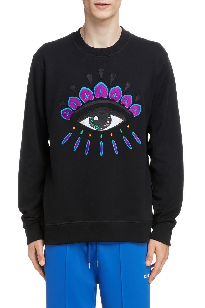 Embroidered Eye Sweatshirt, Main, color, BLACK/ FUSCHIA