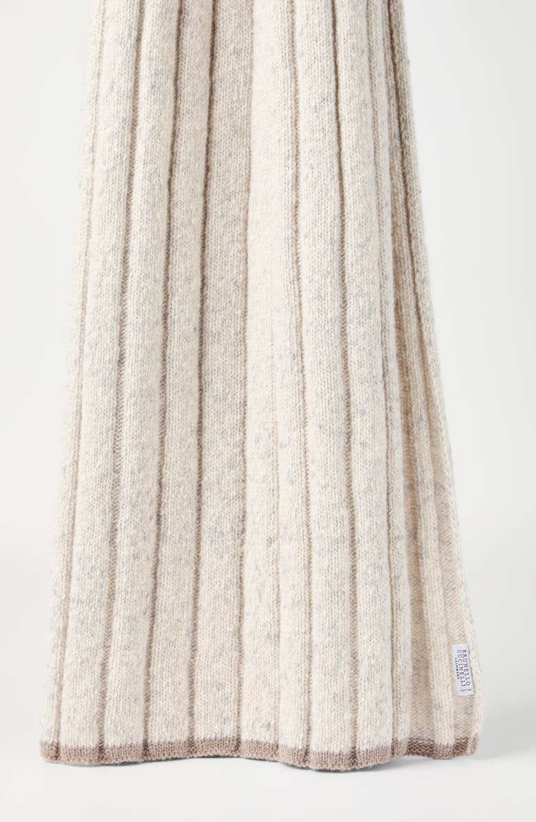 Brunello Cucinelli Cashmere knit scarf, Alternate, color, Pearl