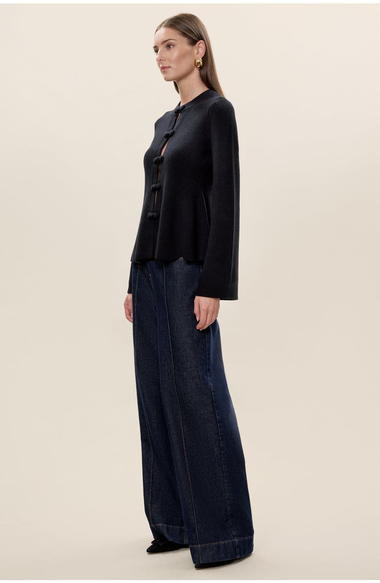 Rebecca Taylor Rhea Knit Peplum Cardi, Alternate, color, Black