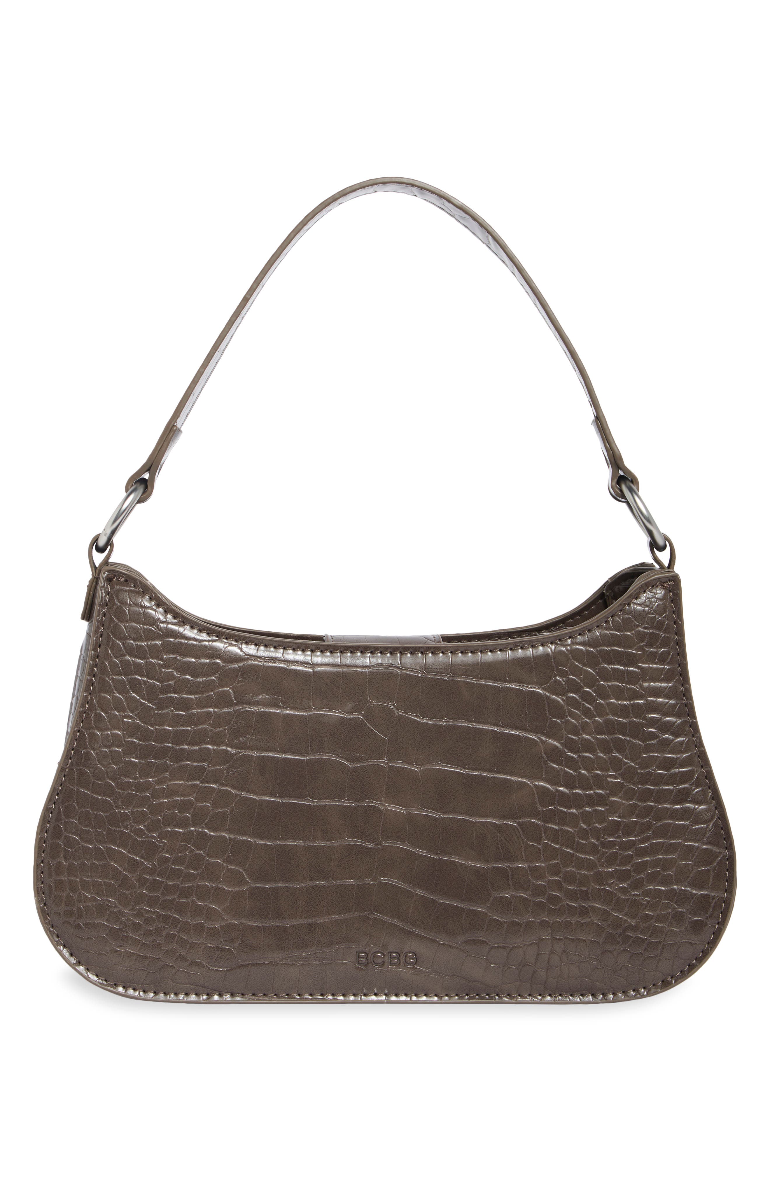Croc Embossed Curved Baguette Bag, Alternate, color, MUSHROOM