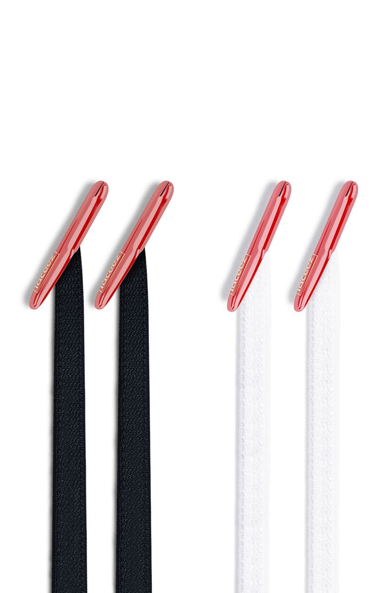 Laceez Kids' 2-Pack No-Tie Shoelaces, Alternate, color, Black And White