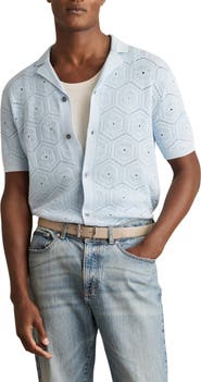 Reiss Royce Open Stitch Button-Up Polo Sweater