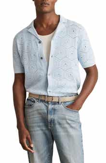 Reiss Royce Open Stitch Button-Up Polo Sweater