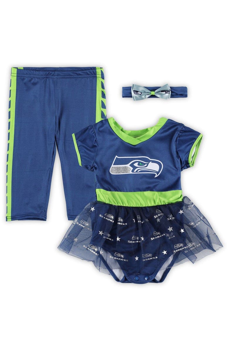 JERRY LEIGH Infant College Navy Seattle Seahawks Tailgate Tutu Game Day Costume Set, Alternate, color,
