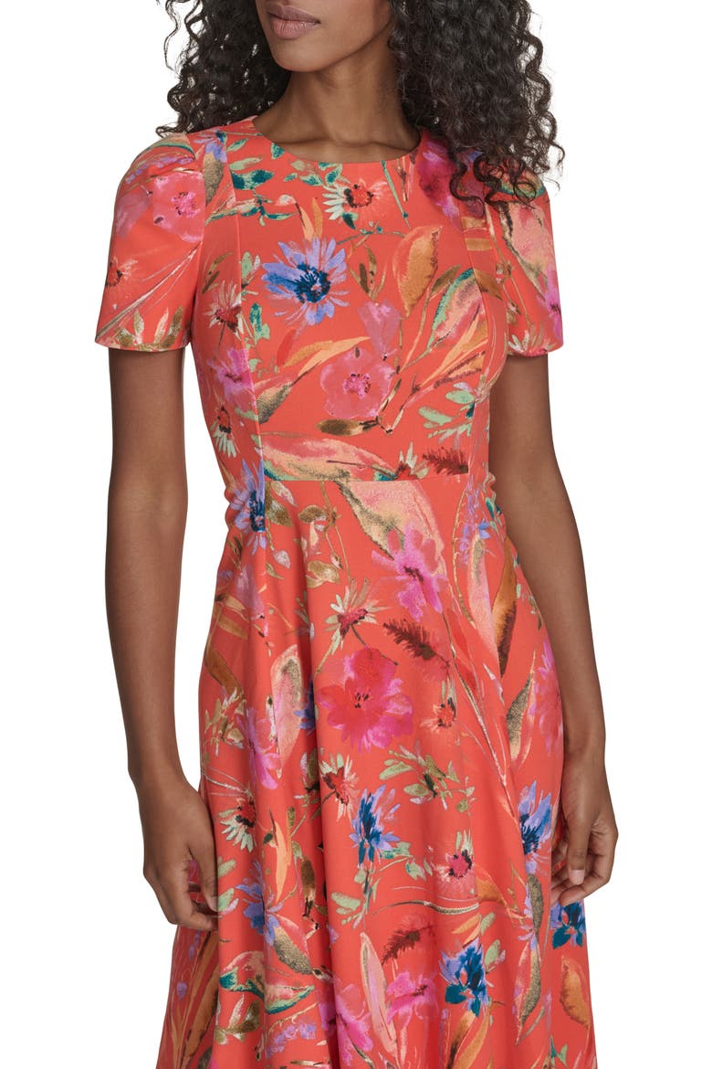 Floral Midi Dress, Alternate, color, EMBER MULTI