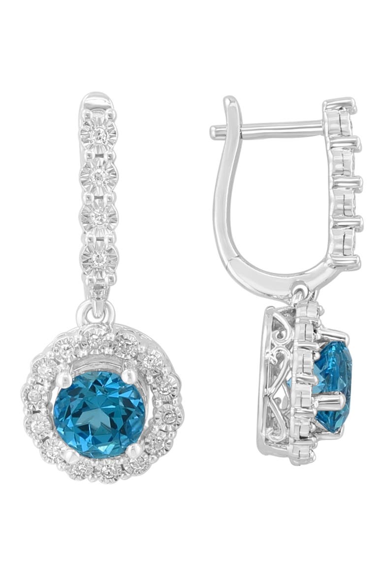 Blue Topaz & Diamond Drop Earrings, Alternate, color, BLUE