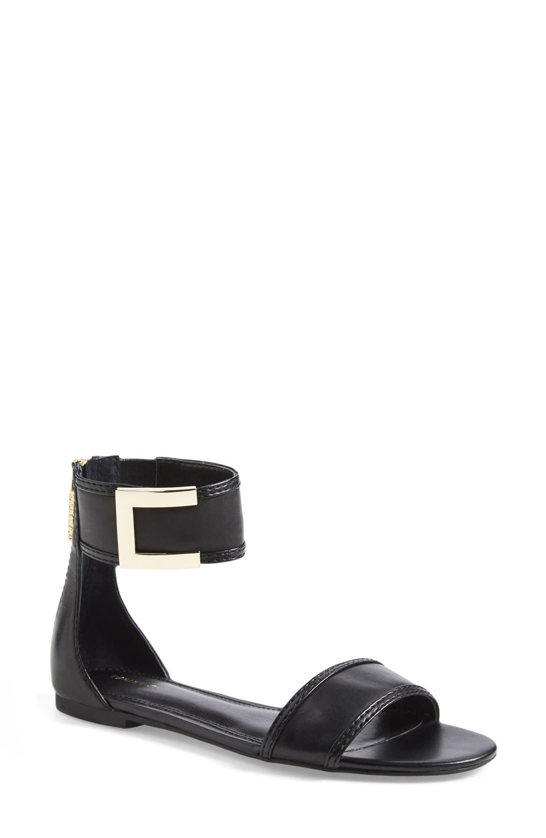 'Gracie' Ankle Strap Sandal, Main, color, BLACK